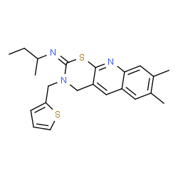 ChemSpider 2D Image | (2E)-N-sec-Butyl-7,8-dimethyl-3-(2-thienylmethyl)-3,4-dihydro-2H-[1,3]thiazino[6,5-b]quinolin-2-imine | C22H25N3S2