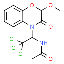 ChemSpider 2D Image | N-[2,2,2-Trichloro-1-(2-methoxy-3-oxo-2,3-dihydro-4H-1,4-benzoxazin-4-yl)ethyl]acetamide | C13H13Cl3N2O4