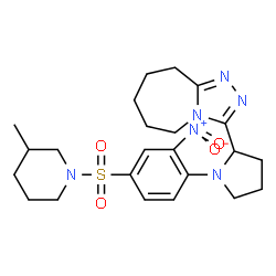 ChemSpider 2D Image | 3-(1-{4-[(3-Methyl-1-piperidinyl)sulfonyl]-2-nitrophenyl}-2-pyrrolidinyl)-6,7,8,9-tetrahydro-5H-[1,2,4]triazolo[4,3-a]azepine | C23H32N6O4S