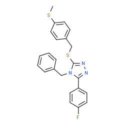 ChemSpider 2D Image | 4-Benzyl-3-(4-fluorophenyl)-5-{[4-(methylsulfanyl)benzyl]sulfanyl}-4H-1,2,4-triazole | C23H20FN3S2