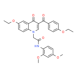 ChemSpider 2D Image | N-(2,4-Dimethoxyphenyl)-2-[6-ethoxy-3-(4-ethoxybenzoyl)-4-oxo-1(4H)-quinolinyl]acetamide | C30H30N2O7