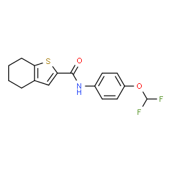 ChemSpider 2D Image | N-[4-(Difluoromethoxy)phenyl]-4,5,6,7-tetrahydro-1-benzothiophene-2-carboxamide | C16H15F2NO2S