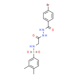 ChemSpider 2D Image | N-{2-[2-(4-Bromobenzoyl)hydrazino]-2-oxoethyl}-3,4-dimethylbenzenesulfonamide | C17H18BrN3O4S