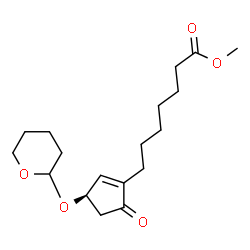 ChemSpider 2D Image | Methyl 7-[(3R)-5-oxo-3-(tetrahydro-2H-pyran-2-yloxy)-1-cyclopenten-1-yl]heptanoate | C18H28O5