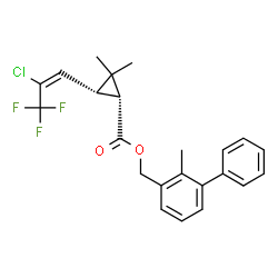 ChemSpider 2D Image | (2-Methyl-3-biphenylyl)methyl (1R,3R)-3-[(1E)-2-chloro-3,3,3-trifluoro-1-propen-1-yl]-2,2-dimethylcyclopropanecarboxylate | C23H22ClF3O2