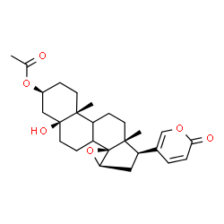 ChemSpider 2D Image | (3beta,5beta,8xi,9xi,15beta)-3-Acetoxy-5-hydroxy-14,15-epoxybufa-20,22-dienolide | C26H34O6