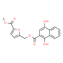 ChemSpider 2D Image | Methyl 5-{[(1,4-dihydroxy-2-naphthoyl)oxy]methyl}-2-furoate | C18H14O7
