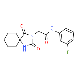 ChemSpider 2D Image | 2-(2,4-Dioxo-1,3-diazaspiro[4.5]dec-3-yl)-N-(3-fluorophenyl)acetamide | C16H18FN3O3