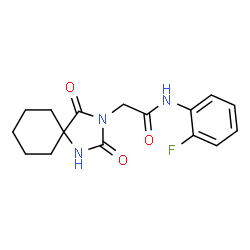 ChemSpider 2D Image | 2-(2,4-Dioxo-1,3-diazaspiro[4.5]dec-3-yl)-N-(2-fluorophenyl)acetamide | C16H18FN3O3