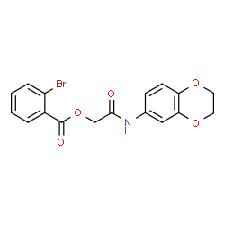 ChemSpider 2D Image | 2-(2,3-Dihydro-1,4-benzodioxin-6-ylamino)-2-oxoethyl 2-bromobenzoate | C17H14BrNO5