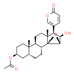 ChemSpider 2D Image | (3beta,5beta,15beta,16beta)-3-Acetoxy-16-hydroxy-14,15-epoxybufa-20,22-dienolide | C26H34O6