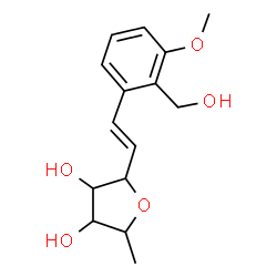 ChemSpider 2D Image | 2-[2-(2-Hydroxymethyl-3-methoxy-phenyl)-vinyl]-5-methyl-tetrahydro-furan-3,4-diol | C15H20O5