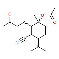 ChemSpider 2D Image | (1R,2S,3S,4S)-3-Cyano-4-isopropyl-1-methyl-2-(3-oxobutyl)cyclohexyl acetate | C17H27NO3