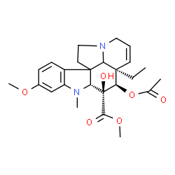 ChemSpider 2D Image | Methyl (2beta,4beta,5alpha,19xi)-4-acetoxy-3-hydroxy-16-methoxy-1-methyl-6,7-didehydroaspidospermidine-3-carboxylate | C25H32N2O6