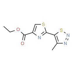 ChemSpider 2D Image | Ethyl 2-(4-methyl-1,2,3-thiadiazol-5-yl)-4-thiazolecarboxylate | C9H9N3O2S2