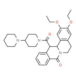 ChemSpider 2D Image | 13-(1,4'-Bipiperidin-1'-ylcarbonyl)-2,3-diethoxy-5,6,13,13a-tetrahydro-8H-isoquinolino[3,2-a]isoquinolin-8-one | C32H41N3O4