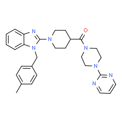 ChemSpider 2D Image | {1-[1-(4-Methylbenzyl)-1H-benzimidazol-2-yl]-4-piperidinyl}[4-(2-pyrimidinyl)-1-piperazinyl]methanone | C29H33N7O