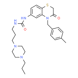 ChemSpider 2D Image | 1-[4-(4-Methylbenzyl)-3-oxo-3,4-dihydro-2H-1,4-benzothiazin-6-yl]-3-[3-(4-propyl-1-piperazinyl)propyl]urea | C27H37N5O2S