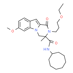 ChemSpider 2D Image | N-Cyclooctyl-2-(3-ethoxypropyl)-7-methoxy-3-methyl-1-oxo-1,2,3,4-tetrahydropyrazino[1,2-a]indole-3-carboxamide | C27H39N3O4