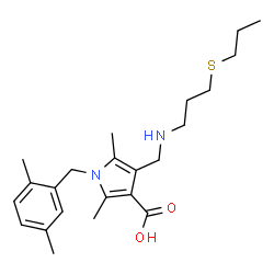ChemSpider 2D Image | 1-(2,5-Dimethylbenzyl)-2,5-dimethyl-4-({[3-(propylsulfanyl)propyl]amino}methyl)-1H-pyrrole-3-carboxylic acid | C23H34N2O2S