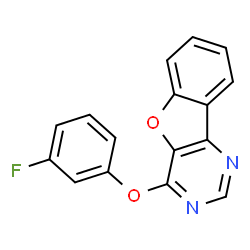 ChemSpider 2D Image | 4-(3-Fluorophenoxy)[1]benzofuro[3,2-d]pyrimidine | C16H9FN2O2