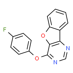 ChemSpider 2D Image | 4-(4-Fluorophenoxy)[1]benzofuro[3,2-d]pyrimidine | C16H9FN2O2