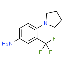 ChemSpider 2D Image | 4-pyrrolidin-1-yl-3-(trifluoromethyl)aniline | C11H13F3N2