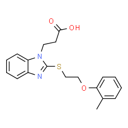 ChemSpider 2D Image | 3-(2-{[2-(2-Methylphenoxy)ethyl]sulfanyl}-1H-benzimidazol-1-yl)propanoic acid | C19H20N2O3S