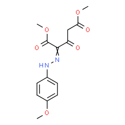 ChemSpider 2D Image | Dimethyl 2-[(4-methoxyphenyl)hydrazono]-3-oxopentanedioate | C14H16N2O6
