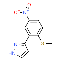 ChemSpider 2D Image | 3-[2-(methylthio)-5-nitrophenyl]-1H-pyrazole | C10H9N3O2S