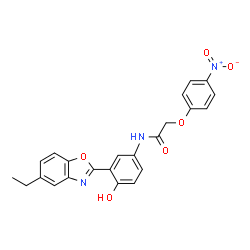 ChemSpider 2D Image | N-[3-(5-Ethyl-1,3-benzoxazol-2-yl)-4-hydroxyphenyl]-2-(4-nitrophenoxy)acetamide | C23H19N3O6