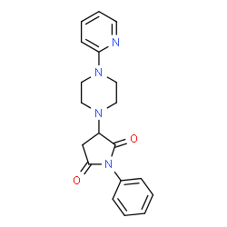 ChemSpider 2D Image | 1-Phenyl-3-[4-(2-pyridinyl)-1-piperazinyl]-2,5-pyrrolidinedione | C19H20N4O2