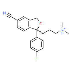 ChemSpider 2D Image | 3-[(1S)-5-Cyano-1-(4-fluorophenyl)-1,3-dihydro-2-benzofuran-1-yl]-N,N-dimethyl-1-propanaminium | C20H22FN2O