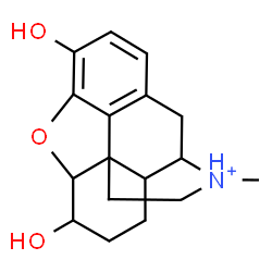ChemSpider 2D Image | 3,6-Dihydroxy-17-methyl-4,5-epoxymorphinan-17-ium | C17H22NO3