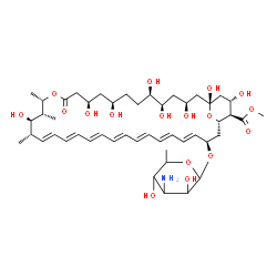 ChemSpider 2D Image | Methyl (1R,3S,5R,6R,9R,11R,15S,16R,17R,18S,19E,21E,23E,25E,27E,29E,31E,33R,35S,36R,37S)-33-[(3-amino-3,6-dideoxyhexopyranosyl)oxy]-1,3,5,6,9,11,17,37-octahydroxy-15,16,18-trimethyl-13-oxo-14,39-dioxab
icyclo[33.3.1]nonatriaconta-19,21,23,25,27,29,31-heptaene-36-carboxylate | C48H75NO17