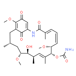 ChemSpider 2D Image | (4E,6Z,8R,9R,10E,12R,13S,14R,16R)-13-Hydroxy-8,14,19-trimethoxy-4,10,12,16-tetramethyl-3,20,22-trioxo-2-azabicyclo[16.3.1]docosa-1(21),4,6,10,18-pentaen-9-yl carbamate | C29H40N2O9
