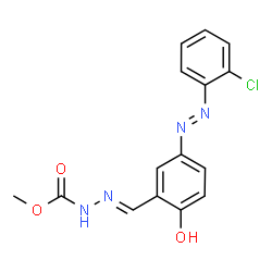 ChemSpider 2D Image | Methyl (2E)-2-{5-[(E)-(2-chlorophenyl)diazenyl]-2-hydroxybenzylidene}hydrazinecarboxylate | C15H13ClN4O3