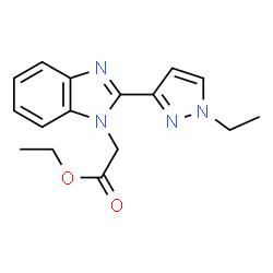 ChemSpider 2D Image | ethyl 2-[2-(1-ethylpyrazol-3-yl)-1,3-benzodiazol-1-yl]acetate | C16H18N4O2