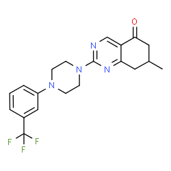 ChemSpider 2D Image | 7-Methyl-2-{4-[3-(trifluoromethyl)phenyl]-1-piperazinyl}-7,8-dihydro-5(6H)-quinazolinone | C20H21F3N4O