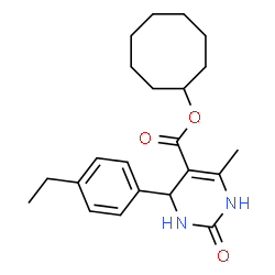 ChemSpider 2D Image | Cyclooctyl 4-(4-ethylphenyl)-6-methyl-2-oxo-1,2,3,4-tetrahydro-5-pyrimidinecarboxylate | C22H30N2O3