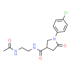 ChemSpider 2D Image | N-(2-Acetamidoethyl)-1-(4-chlorophenyl)-5-oxo-3-pyrrolidinecarboxamide | C15H18ClN3O3