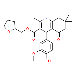 ChemSpider 2D Image | Tetrahydro-2-furanylmethyl 4-(4-hydroxy-3-methoxyphenyl)-2,7,7-trimethyl-5-oxo-1,4,5,6,7,8-hexahydro-3-quinolinecarboxylate | C25H31NO6