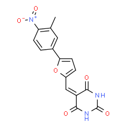 ChemSpider 2D Image | 5-{[5-(3-Methyl-4-nitrophenyl)-2-furyl]methylene}-2,4,6(1H,3H,5H)-pyrimidinetrione | C16H11N3O6