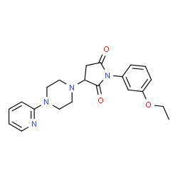 ChemSpider 2D Image | 1-(3-Ethoxyphenyl)-3-[4-(2-pyridinyl)-1-piperazinyl]-2,5-pyrrolidinedione | C21H24N4O3
