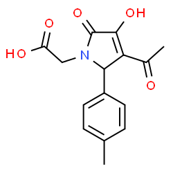 ChemSpider 2D Image | [3-Acetyl-4-hydroxy-2-(4-methylphenyl)-5-oxo-2,5-dihydro-1H-pyrrol-1-yl]acetic acid | C15H15NO5