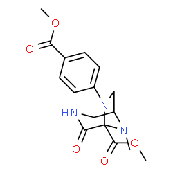 ChemSpider 2D Image | Methyl 6-[4-(methoxycarbonyl)phenyl]-8-methyl-4-oxo-3,6,8-triazabicyclo[3.2.1]octane-5-carboxylate | C16H19N3O5