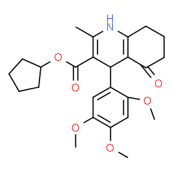 ChemSpider 2D Image | Cyclopentyl 2-methyl-5-oxo-4-(2,4,5-trimethoxyphenyl)-1,4,5,6,7,8-hexahydro-3-quinolinecarboxylate | C25H31NO6
