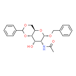 ChemSpider 2D Image | Benzyl 2-acetamido-4,6-O-benzylidene-2-deoxy-alpha-D-ribo-hexopyranoside | C22H25NO6