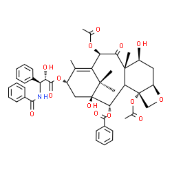 ChemSpider 2D Image | (2alpha,3xi,5beta,7beta,10beta,13alpha)-4,10-Diacetoxy-13-{[(2S,3S)-3-(benzoylamino)-2-hydroxy-3-phenylpropanoyl]oxy}-1,7-dihydroxy-9-oxo-5,20-epoxytax-11-en-2-yl benzoate | C47H51NO14