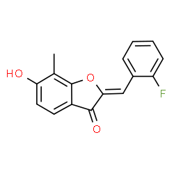 ChemSpider 2D Image | (2Z)-2-(2-Fluorobenzylidene)-6-hydroxy-7-methyl-1-benzofuran-3(2H)-one | C16H11FO3